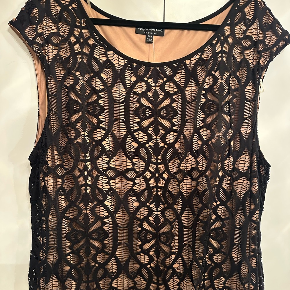 Connected Apparel  Black Lace Overlay dress